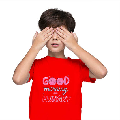 "Good Morning, I Am Hungry" Kids Cotton T-Shirt - Comfy & Playful! (D98)
