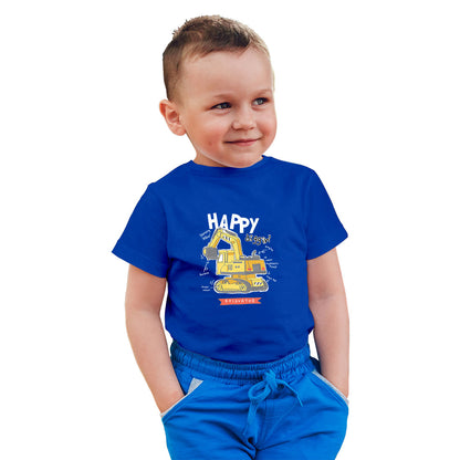 Mighty Excavator Kids T-Shirt - Super Combed Bio-Wash Cotton for Little Builders (D139)