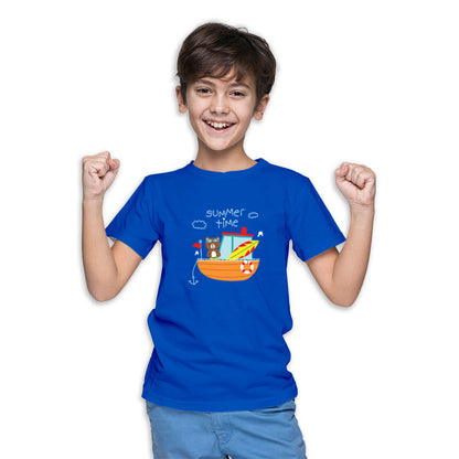 Summer Bear Kids T-Shirt - Breezy Comfort in Super Combed Cotton (D144)