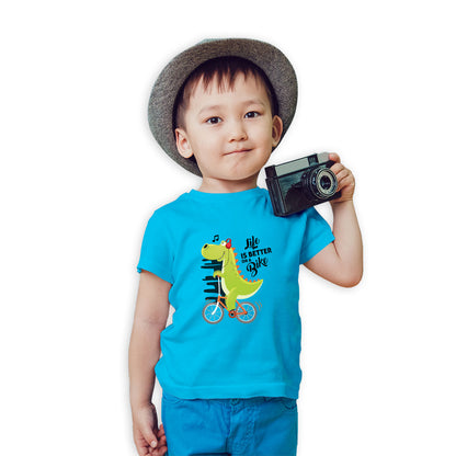 Dino on a Bicycle Kids T-Shirt - Playful, Comfy & Super Soft! (D136)