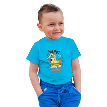 Mighty Excavator Kids T-Shirt - Super Combed Bio-Wash Cotton for Little Builders (D139)