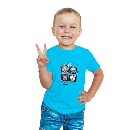 Adorable Dog Faces Kids T-Shirt - Super Combed Bio-Wash Cotton (D140)