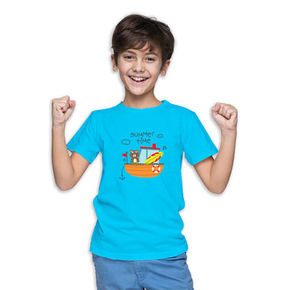 Summer Bear Kids T-Shirt - Breezy Comfort in Super Combed Cotton (D144)