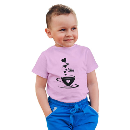 I Love Coffee Kids T-Shirt - Super Combed Bio-Wash Cotton (D12)