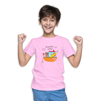 Summer Bear Kids T-Shirt - Breezy Comfort in Super Combed Cotton (D144)