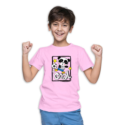 Goal-Scoring Panda Kids T-Shirt - Super Combed Bio-Wash Cotton (D161)