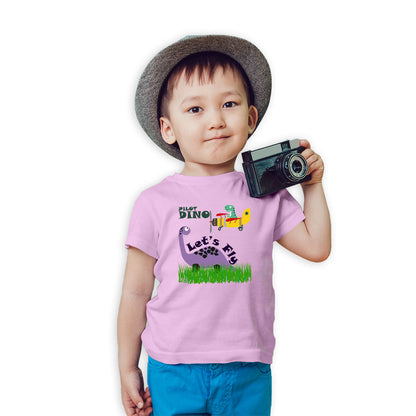 Pilot Dino Kids T-Shirt - Super Combed Bio-Wash Cotton for Playful Comfort (D51)