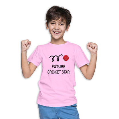 Future Cricket Star Kids T-Shirt - Super Combed Bio-Wash Cotton (D63)