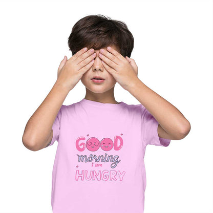 "Good Morning, I Am Hungry" Kids Cotton T-Shirt - Comfy & Playful! (D98)
