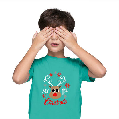 🎄 My First Christmas Kids T-Shirt - Round Neck, Half Sleeve (D1)