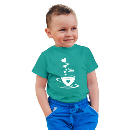 I Love Coffee Kids T-Shirt - Super Combed Bio-Wash Cotton (D12)