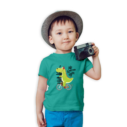Dino on a Bicycle Kids T-Shirt - Playful, Comfy & Super Soft! (D136)