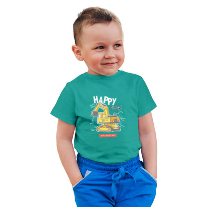 Mighty Excavator Kids T-Shirt - Super Combed Bio-Wash Cotton for Little Builders (D139)