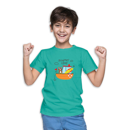 Summer Bear Kids T-Shirt - Breezy Comfort in Super Combed Cotton (D144)
