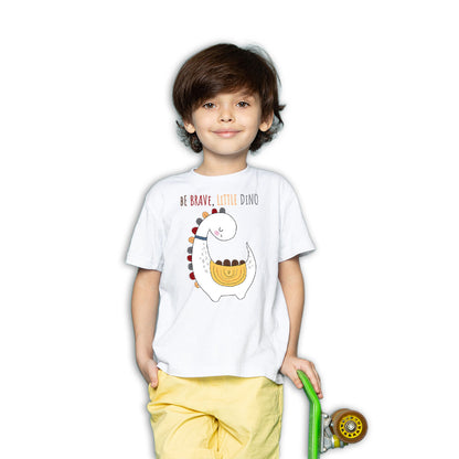 Be Brave Little Dino Kids T-Shirt - Super Combed Bio-Wash Cotton (D135)