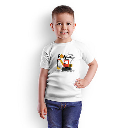 Fun Work Excavator Kids T-Shirt - Soft Cotton for Little Builders (D138)