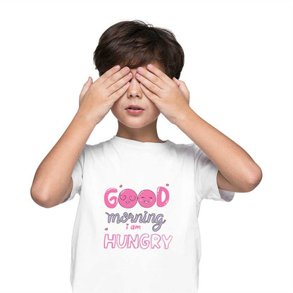 "Good Morning, I Am Hungry" Kids Cotton T-Shirt - Comfy & Playful! (D98)