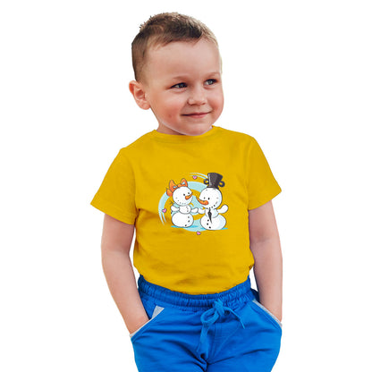 Snow Ball Delight Kids T-Shirt - Super Combed Cotton, Round Neck, Half Sleeves (D106)