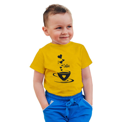 I Love Coffee Kids T-Shirt - Super Combed Bio-Wash Cotton (D12)