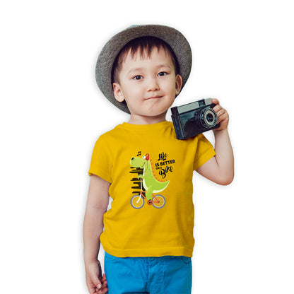 Dino on a Bicycle Kids T-Shirt - Playful, Comfy & Super Soft! (D136)