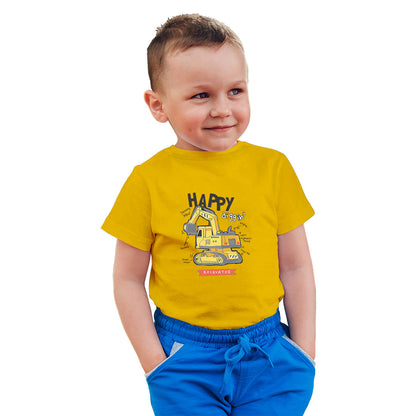 Mighty Excavator Kids T-Shirt - Super Combed Bio-Wash Cotton for Little Builders (D139)