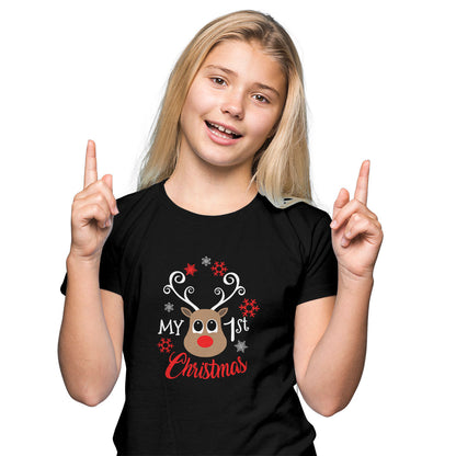 🎄 My First Christmas Kids T-Shirt - Round Neck, Half Sleeve (D1)