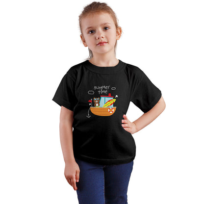 Summer Bear Kids T-Shirt - Breezy Comfort in Super Combed Cotton (D144)