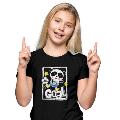 Goal-Scoring Panda Kids T-Shirt - Super Combed Bio-Wash Cotton (D161)