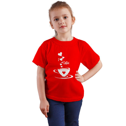 I Love Coffee Kids T-Shirt - Super Combed Bio-Wash Cotton (D12)