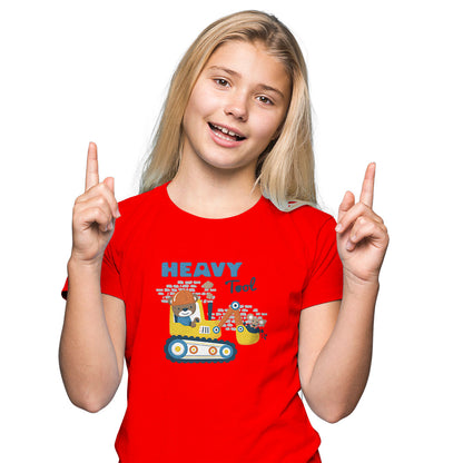 Kids Cartoon Construction Adventure T-Shirt - Super Combed Cotton, Half Sleeve (D130)