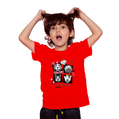 Adorable Dog Faces Kids T-Shirt - Super Combed Bio-Wash Cotton (D140)