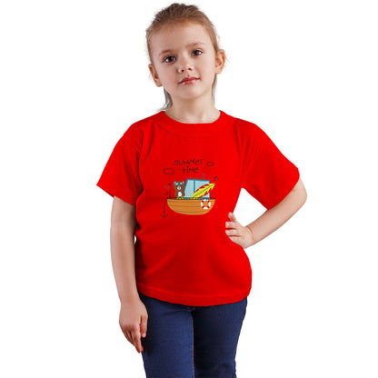 Summer Bear Kids T-Shirt - Breezy Comfort in Super Combed Cotton (D144)