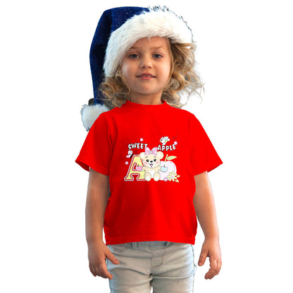 Sweet Apple Bear Kids T-Shirt - Super Combed Bio-Wash Cotton (D156)