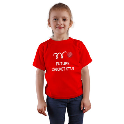 Future Cricket Star Kids T-Shirt - Super Combed Bio-Wash Cotton (D63)