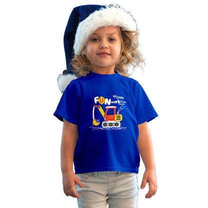Fun Work Excavator Kids T-Shirt - Soft Cotton for Little Builders (D138)