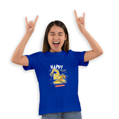 Mighty Excavator Kids T-Shirt - Super Combed Bio-Wash Cotton for Little Builders (D139)