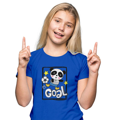 Goal-Scoring Panda Kids T-Shirt - Super Combed Bio-Wash Cotton (D161)