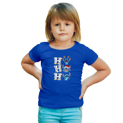 Ho Ho Ho Stitch Kids Christmas T-Shirt - Soft Cotton for Festive Fun (D4)