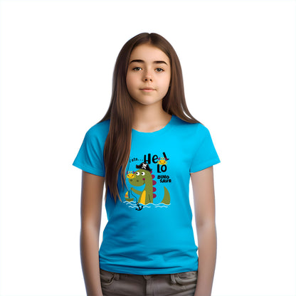 Dino Pirate Adventure Kids T-Shirt - Super Combed Bio-Wash Cotton (D120)