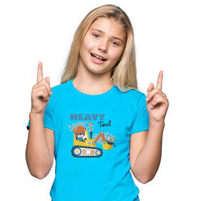 Kids Cartoon Construction Adventure T-Shirt - Super Combed Cotton, Half Sleeve (D130)