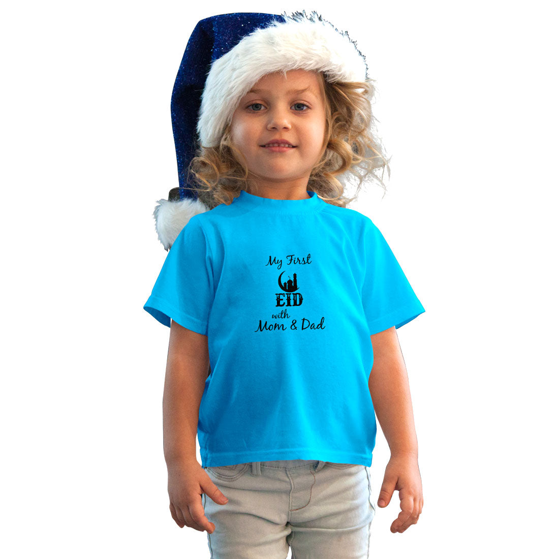 My First Eid Printed Sky Blue T-shirt For Kids /Girl