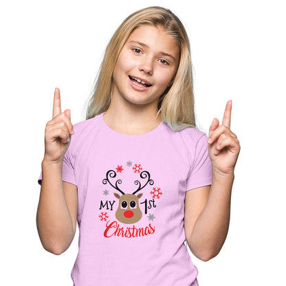 🎄 My First Christmas Kids T-Shirt - Round Neck, Half Sleeve (D1)