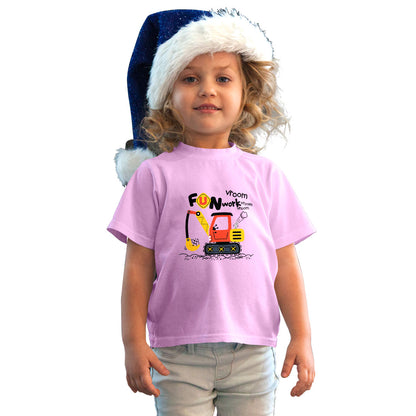 Fun Work Excavator Kids T-Shirt - Soft Cotton for Little Builders (D138)