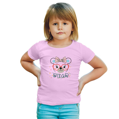 Adorable Girl Bear Kids T-Shirt - Super Combed Bio-Wash Cotton (D152)
