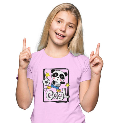 Goal-Scoring Panda Kids T-Shirt - Super Combed Bio-Wash Cotton (D161)