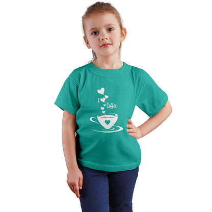 I Love Coffee Kids T-Shirt - Super Combed Bio-Wash Cotton (D12)