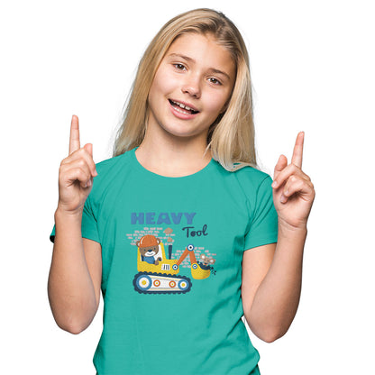 Kids Cartoon Construction Adventure T-Shirt - Super Combed Cotton, Half Sleeve (D130)