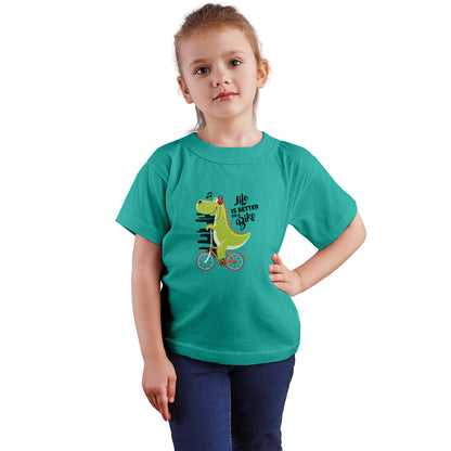 Dino on a Bicycle Kids T-Shirt - Playful, Comfy & Super Soft! (D136)