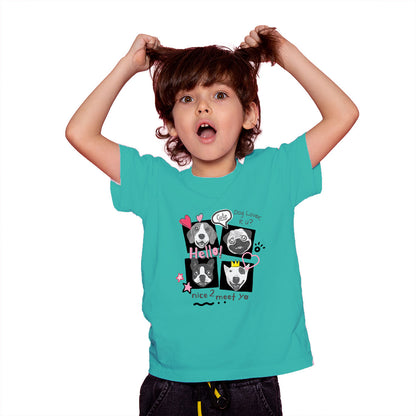Adorable Dog Faces Kids T-Shirt - Super Combed Bio-Wash Cotton (D140)