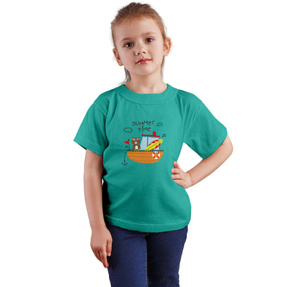 Summer Bear Kids T-Shirt - Breezy Comfort in Super Combed Cotton (D144)